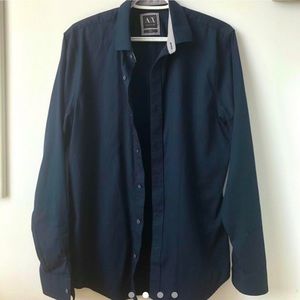 Navy Button-Up Dress Shirt